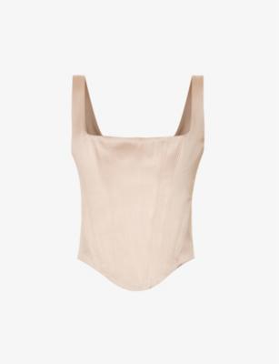 Rafa curved-hem satin top by HOUSE OF CB
