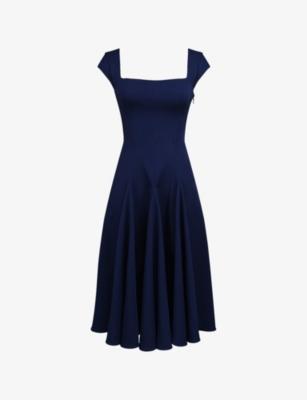 Raisa Lace-Back Twill Midi Dress by HOUSE OF CB