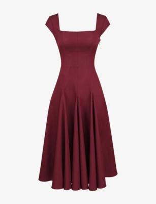 Raisa Lace-Back Twill Midi Dress by HOUSE OF CB