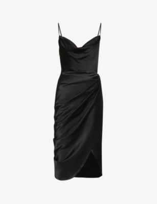 Reva corset satin midi dress by HOUSE OF CB