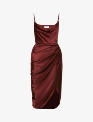 Reva corset satin midi dress by HOUSE OF CB