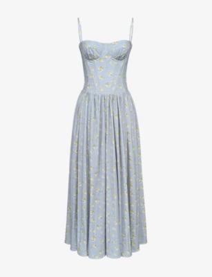 Rona Floral Cotton Midi Dress by HOUSE OF CB