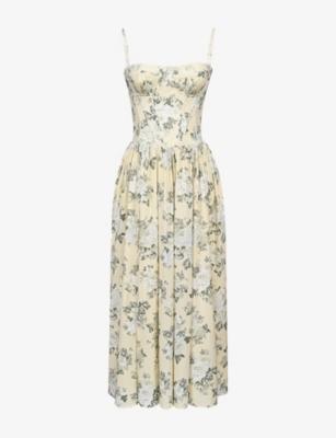 Rona Floral Cotton Midi Dress by HOUSE OF CB