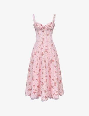 Rosalee Floral Stretch-Cotton Midi Dress by HOUSE OF CB