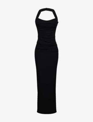 Sahar Halterneck Stretch-Woven Maxi Dress by HOUSE OF CB