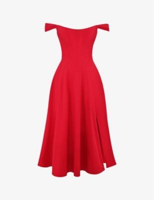 Saira floral-print cotton-blend midi dress by HOUSE OF CB