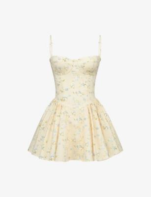 Samaria Floral-Print Cotton Mini Dress by HOUSE OF CB