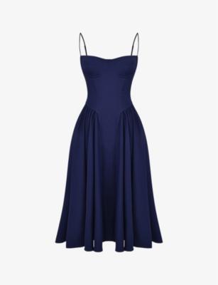 Samaria corseted woven midi dress by HOUSE OF CB