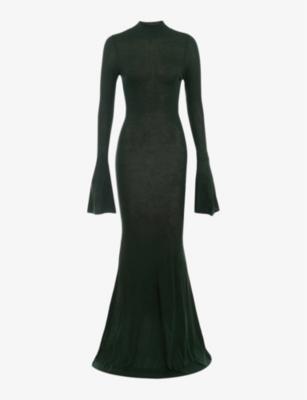 Sancha fluted-sleeve knitted maxi dress by HOUSE OF CB