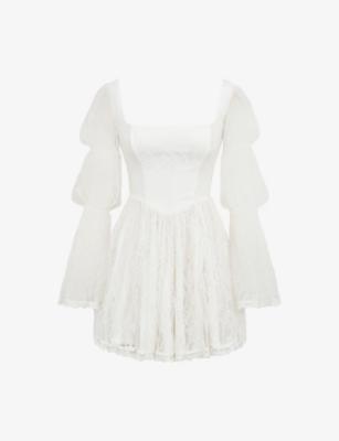Sancia Puff-Sleeve Lace Mini Dress by HOUSE OF CB