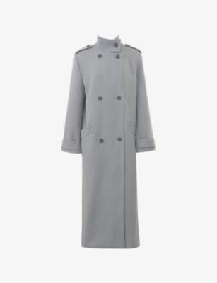Sander Funnel-Neck Double-Breasted Woven Coat by HOUSE OF CB