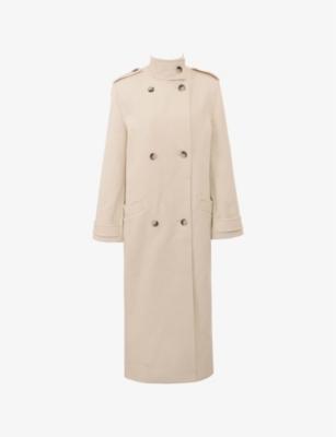 Sander Funnel-Neck Double-Breasted Woven Coat by HOUSE OF CB
