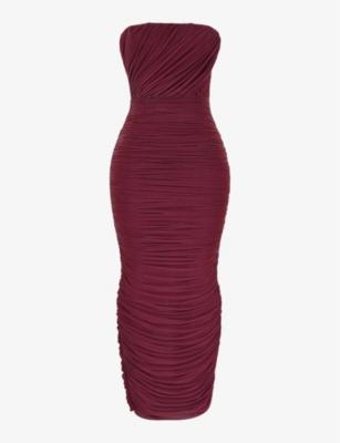Sapphire gathered stretch-woven maxi dress by HOUSE OF CB