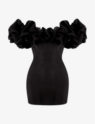 Selena off-shoulder stretch-satin mini dress by HOUSE OF CB