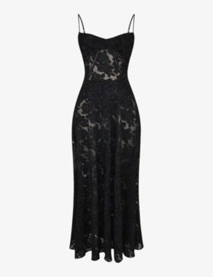 Seren corseted floral-jacquard woven maxi dress by HOUSE OF CB
