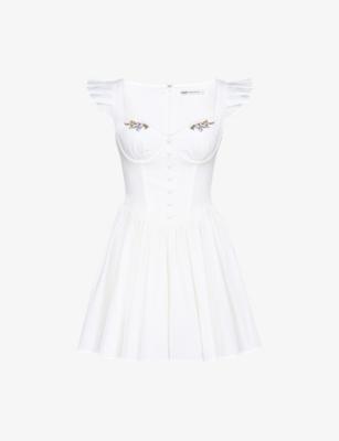 Sisi Floral-Embroidered Stretch-Cotton Mini Dress by HOUSE OF CB