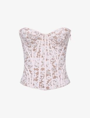 Solaine Boned Floral-Lace Corset Top by HOUSE OF CB