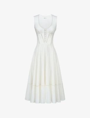 Solana Button-Front Cotton Midi Dress by HOUSE OF CB