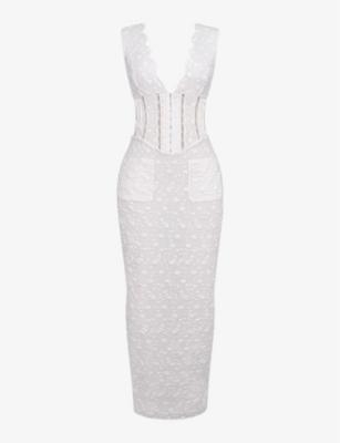 Sophina broderie-anglaise cotton-blend maxi dress by HOUSE OF CB