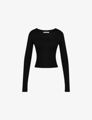 Square-Neck Long-Sleeved Stretch-Woven Top by HOUSE OF CB