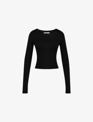Square-Neck Long-Sleeved Stretch-Woven Top by HOUSE OF CB
