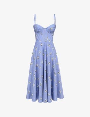 Steffani Floral-Print Stretch-Cotton Midi Dress by HOUSE OF CB