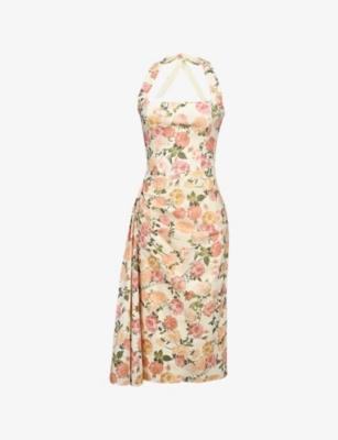 Tallulah Floral-Print Halterneck Stretch-Cotton Midi Dress by HOUSE OF CB