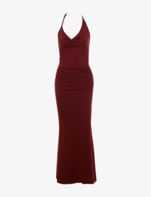 Thalina Halterneck Stretch-Knit Maxi Dress by HOUSE OF CB