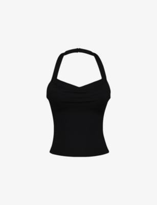 The Peekaboo Halterneck Stretch-Woven Top by HOUSE OF CB