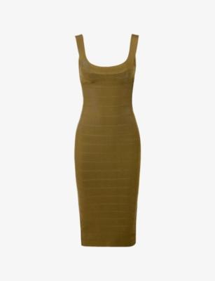 The Sculpt Halter-Neck Bandage Stretch-Woven Midi Dress by HOUSE OF CB