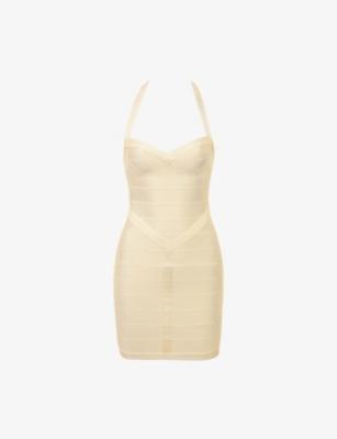 The Supermodel Halter-Neck Bandage Stretch-Woven Mini Dress by HOUSE OF CB