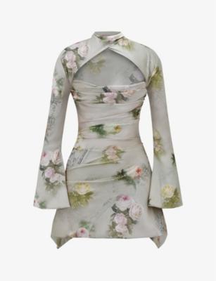 Toira floral-print draped-corset woven mini dress by HOUSE OF CB