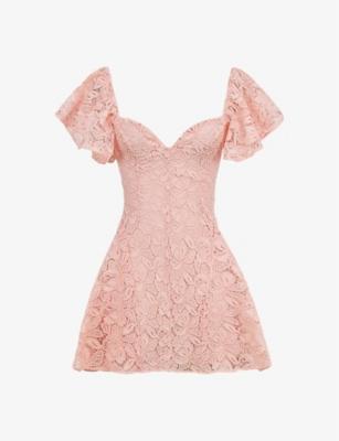 Verity sweetheart-neck lace-embroidered woven mini dress by HOUSE OF CB