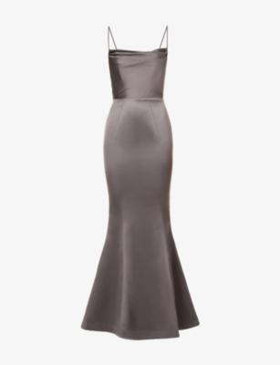 Violette fishtail-hem woven maxi dress by HOUSE OF CB