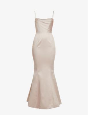 Violette fishtail-hem woven maxi dress by HOUSE OF CB