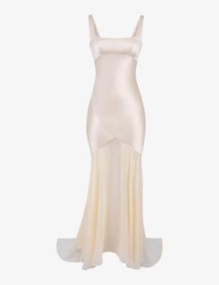 Vittoria chiffon-skirt satin maxi dress by HOUSE OF CB