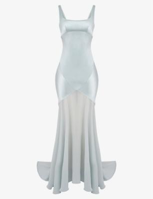 Vittoria chiffon-skirt satin maxi dress by HOUSE OF CB