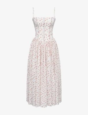 Ysabella Floral-Print Cotton Midi Dress by HOUSE OF CB