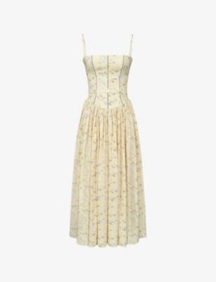 Ysabella Floral-Print Cotton Midi Dress by HOUSE OF CB