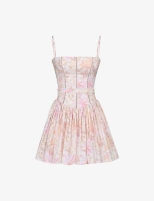 Ysabella Floral-Print Stretch-Cotton Mini Dress by HOUSE OF CB