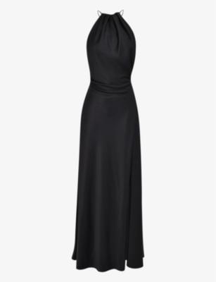 Zanab halter-neck thigh-split woven maxi dress by HOUSE OF CB