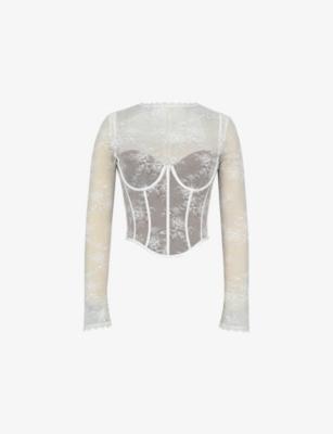 Zoe Long-Sleeved Lace Corset Top by HOUSE OF CB