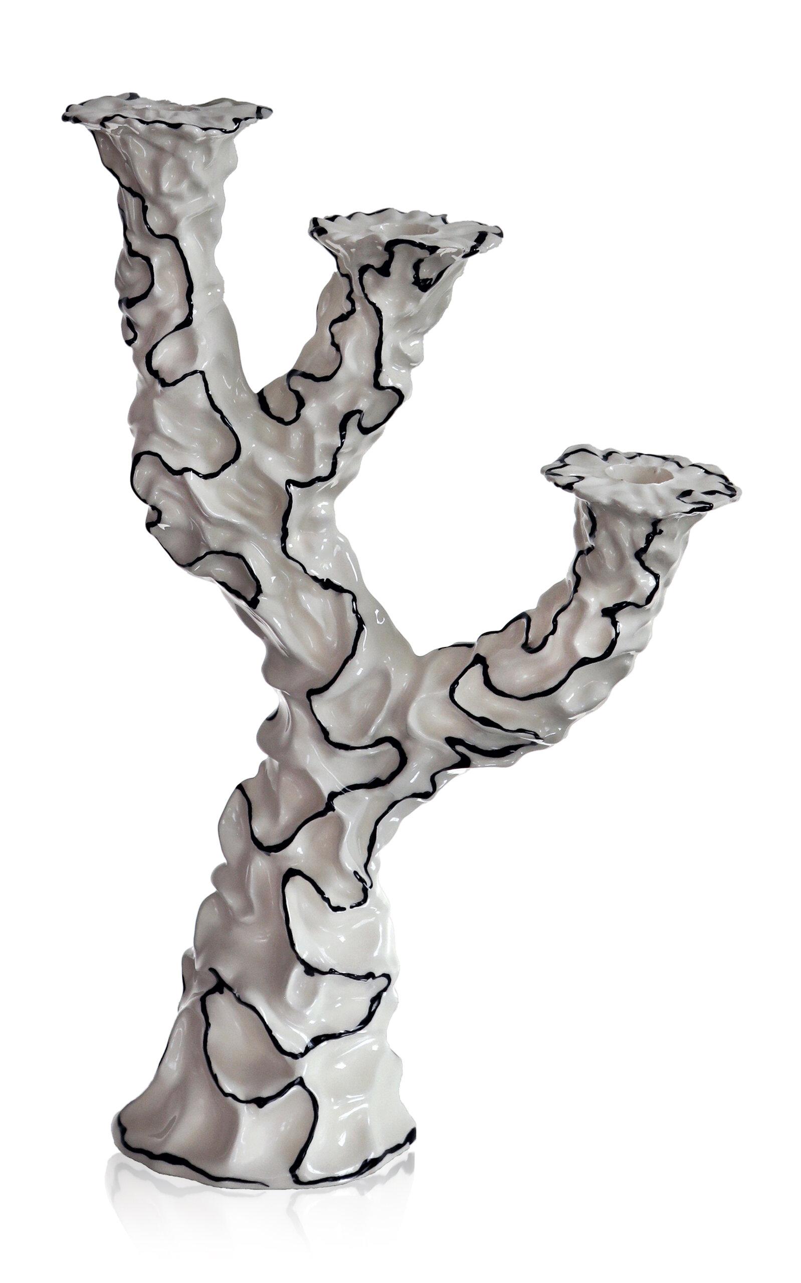 House of Quentin Jones - Three Wishes Candle Holder- Gloss White - White - Moda Operandi by HOUSE OF QUENTIN JONES
