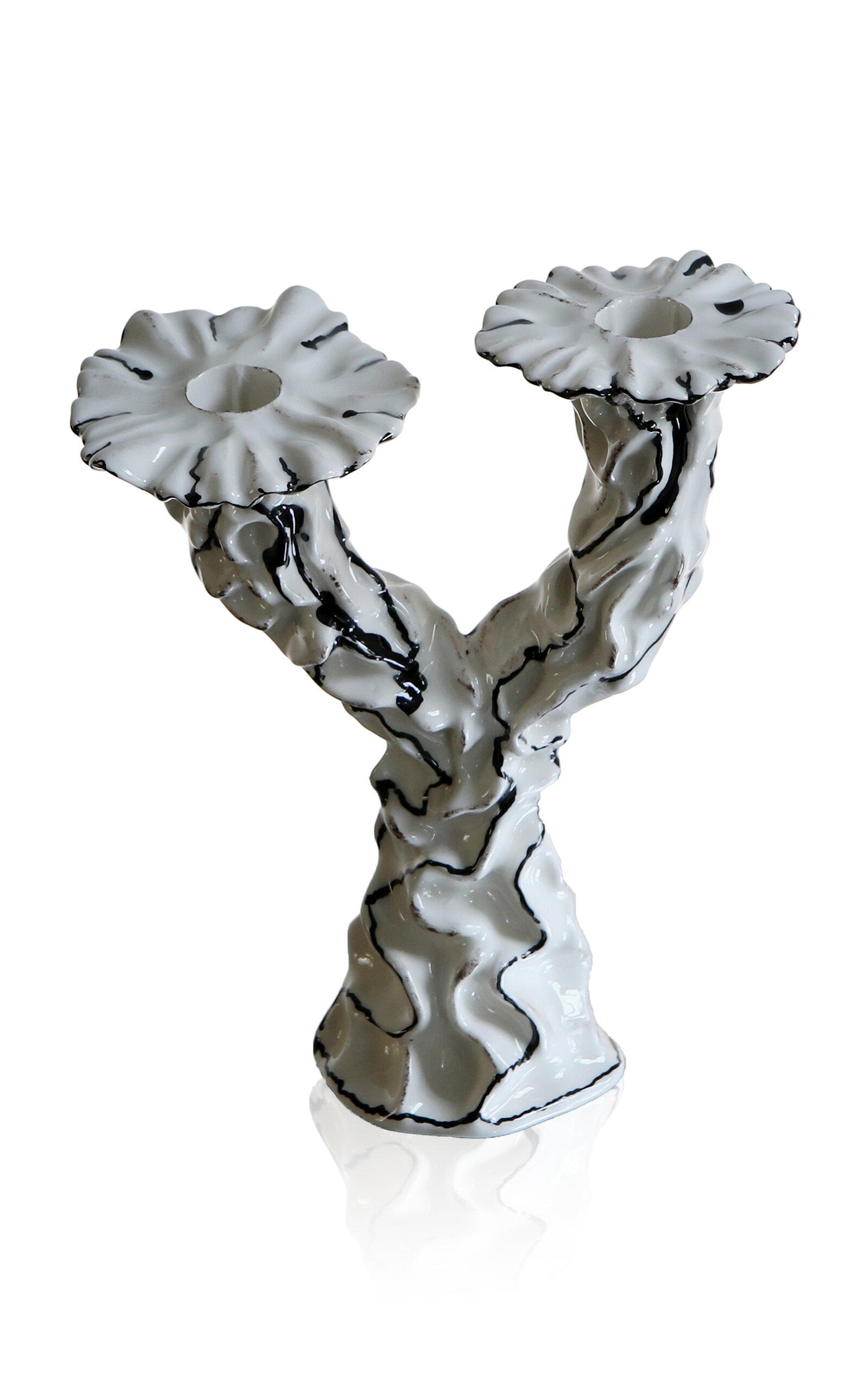 House of Quentin Jones - Two Wishes Candle Holder- Gloss White - White - Moda Operandi by HOUSE OF QUENTIN JONES