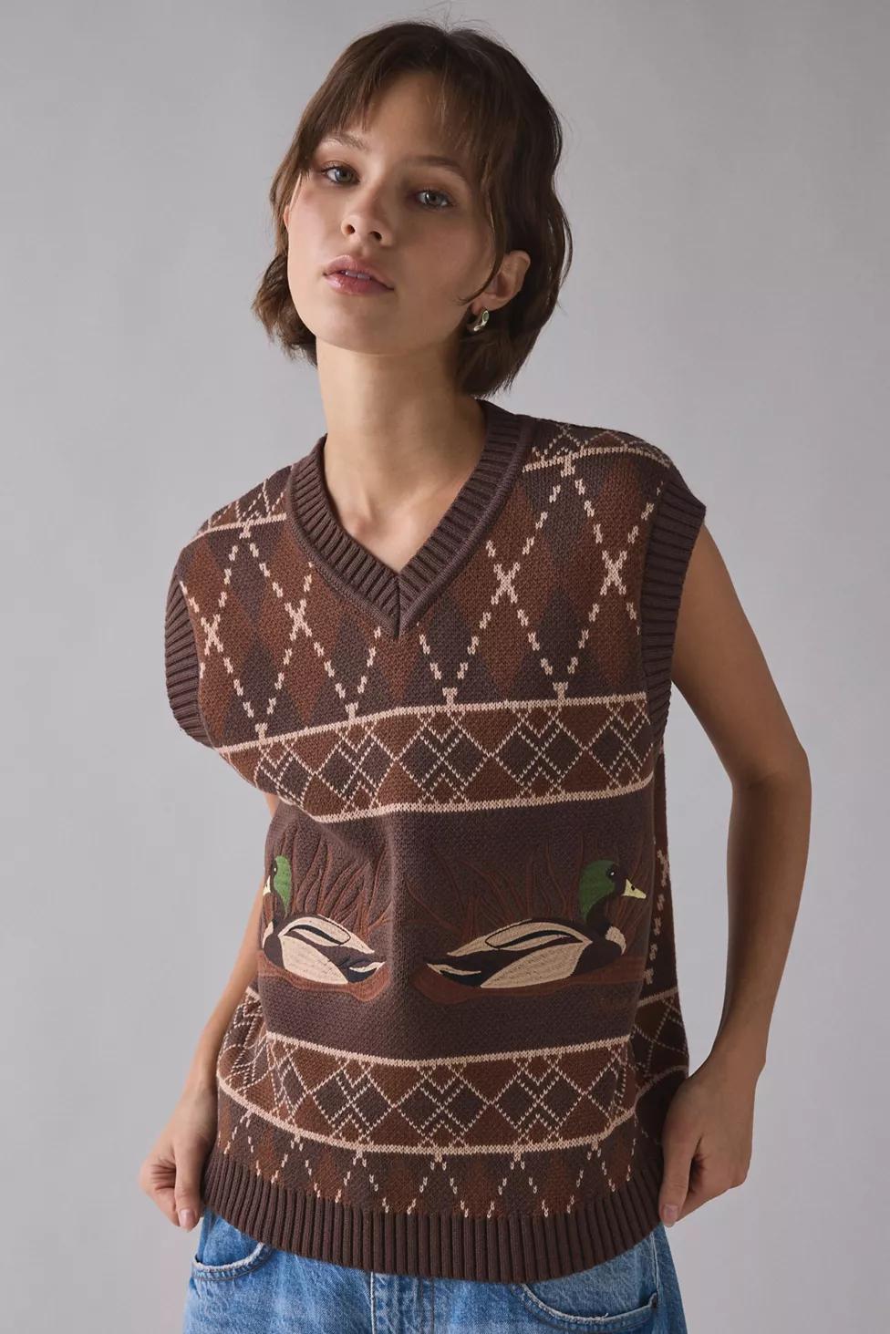 House Of Sunny Ripples Duck Motif Argyle Sweater Vest by HOUSE OF SUNNY