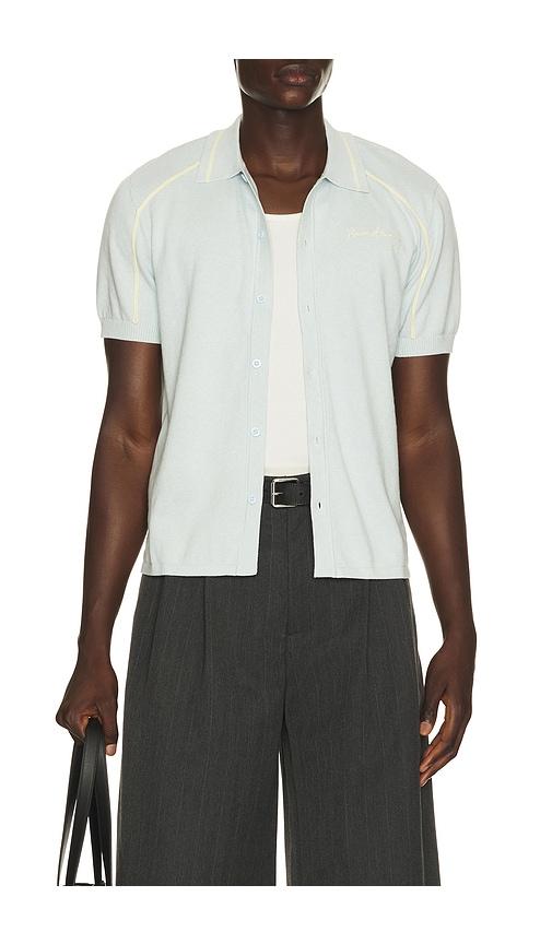 House of Sunny Button Down Knitted Polo in Baby Blue by HOUSE OF SUNNY