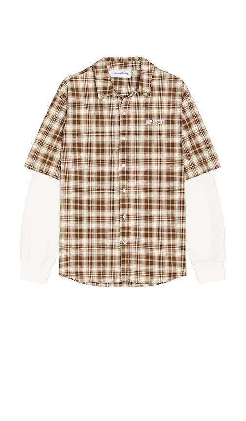 House of Sunny Double Layered Button Down Shirt in Brown by HOUSE OF SUNNY