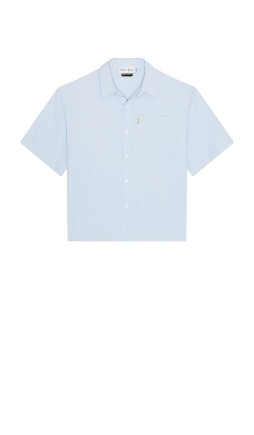 House of Sunny Seersucker Box Fit Shirt in Baby Blue by HOUSE OF SUNNY