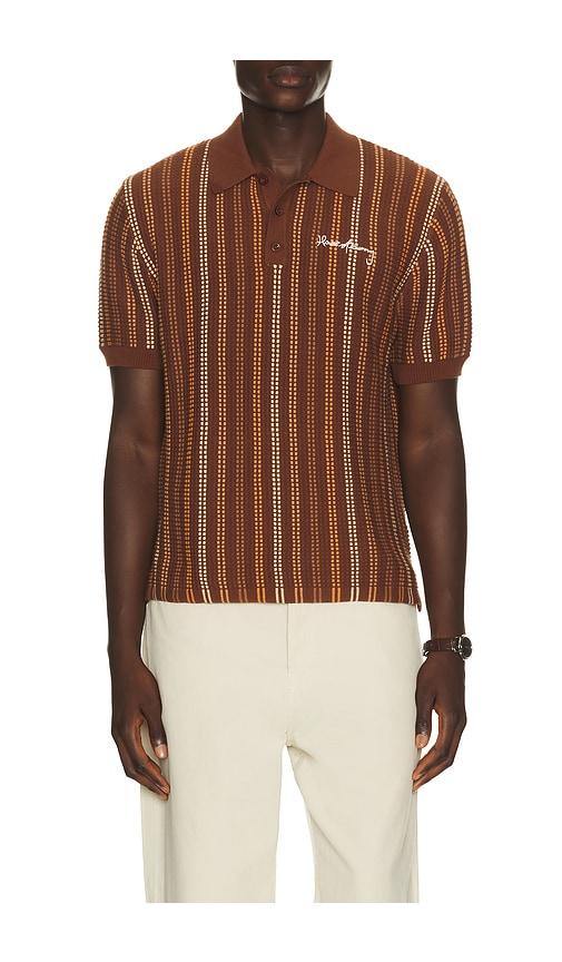 House of Sunny Stripe Knitted Polo in Brown by HOUSE OF SUNNY