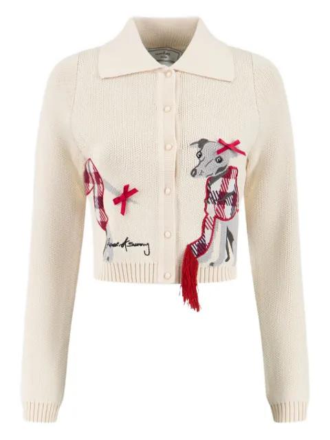 Whippet Tripper dog-design-embroidered cardigan by HOUSE OF SUNNY